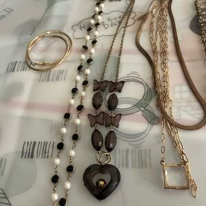 Elegant Gold and Black Butterfly Necklace Lot